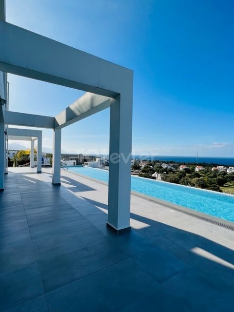 Квартира на продажу в Кирении Эсентепе с панорамным видом на море, бассейн, комплекс "Солнечная долина